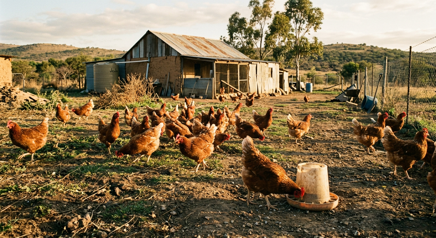 Free-range chickens on a farm